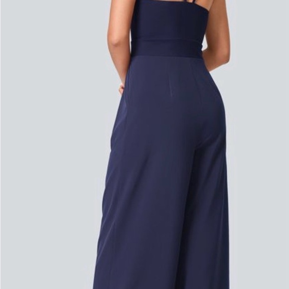 HALARA Navy Wide-Leg Jumpsuit Pants with Pockets - Picture 2 of 7